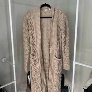 Cozy Tan Cable Knit Cardigan